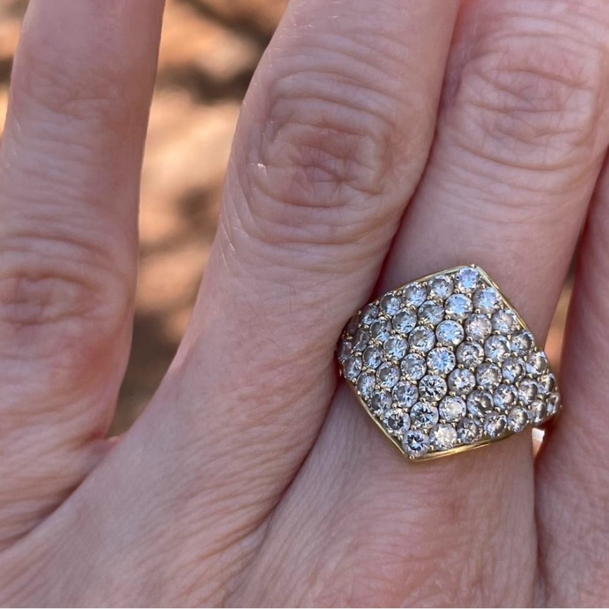 18k Solid Yellow Gold 1.96 Tcw Diamond Cocktail Ring Size 6- So Sparkly !